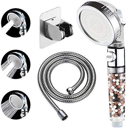 KAIYING Filtered Ionic Shower Head with On Off Switch, High Pressure Hand Held Detachable and Removable Filter Showerhead with 5Ft Hose, Self Adhesive Bracket Transparent - NewNest Australia