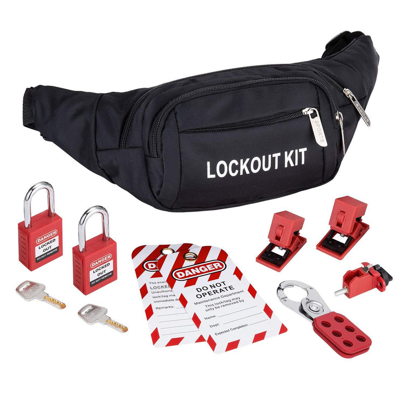 Holulo Lockout Tagout Kit for Common Breakers and Valves,Including 2 Lockout Tag,1 Lockout Hasp,3 Breaker Lockout,2 Safety Padlock,1 Pocket Bag (Lockout Tagout Kit) - NewNest Australia