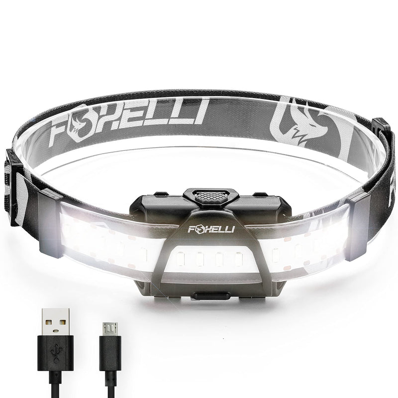 Foxelli Wide Beam Headlamp Flashlight – 280 Lumen USB Rechargeable Head Lamp, Ultra Bright, Low Profile, 170° Wide Illumination, 14 White LEDs, Waterproof, Lightweight & Comfortable Headlight - NewNest Australia