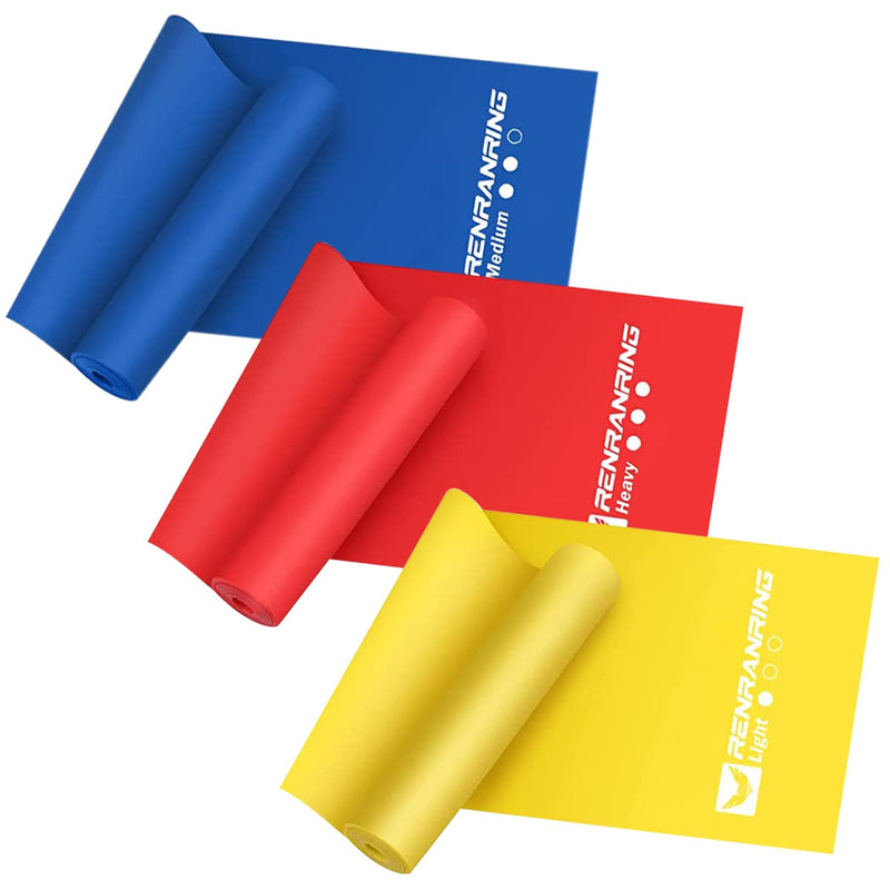 RENRANRING Resistance Bands Set - Exercise Bands for Physical Therapy, Yoga, Pilates, Rehab and Home Workout, Non-Latex Elastic Bands (Set 3) (Yellow,Red,Blue, 4.9FT) - NewNest Australia