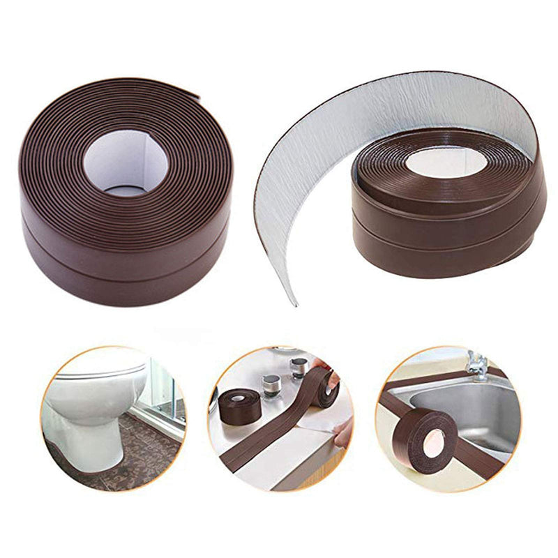 2 Pack Caulk Strip Sealing Strip PE Self Adhesive Waterproof Tape for Bathtub Bathroom Shower Toilet Kitchen and Wall Sealing 11 Ft Length (38 mm, Brown) brown-2 pack - NewNest Australia