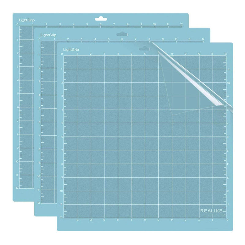 REALIKE 12x12 Lightgrip Cutting Mat for Cricut Maker 3/Maker/Explore 3/Air 2/Air/One(3 Mats), Gridded Adhesive Non-Slip Cut Mat for Crafts, Quilting, Sewing and All Arts Blue for Cricut 12*12 (3 Mats) - NewNest Australia