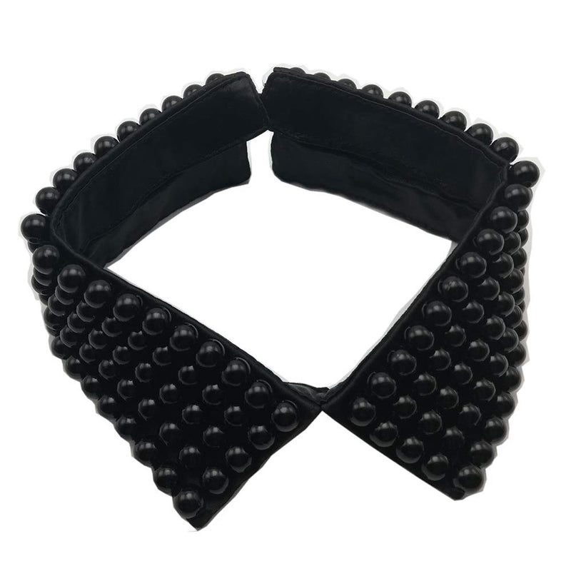 Women Fashion Detachable False Collar Faux Pearl Fake Collar for Women Two Color Options (Black) Black - NewNest Australia