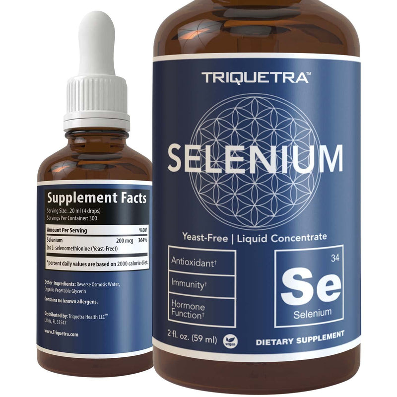 Selenium - 200 mcg, Selenomethionine Form, 300 Servings - Vegan, Glass Bottle, Yeast Free - Sublingual Liquid Concentrate - Antioxidant, Supports Immunity, Thyroid Health ( 2 oz.) - NewNest Australia