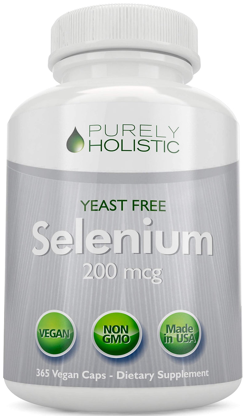 Selenium 200mcg - 365 Vegan Capsules not Tablets - Pure & Yeast Free L-Selenomethionine for Improved Absorption - Thyroid, Heart, and Immune System Support - Antioxidant Trace Mineral - Made in USA - NewNest Australia