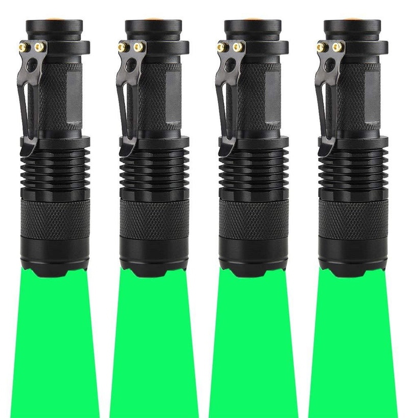(Pack of 4) Single 1 Mode 150 Yard Green Hunting Light Flashlight LED Flashlight Green Light Coyote Hog Varmint Predator Light For Night Hunting Observation 1 Switch Mode and Black House - NewNest Australia