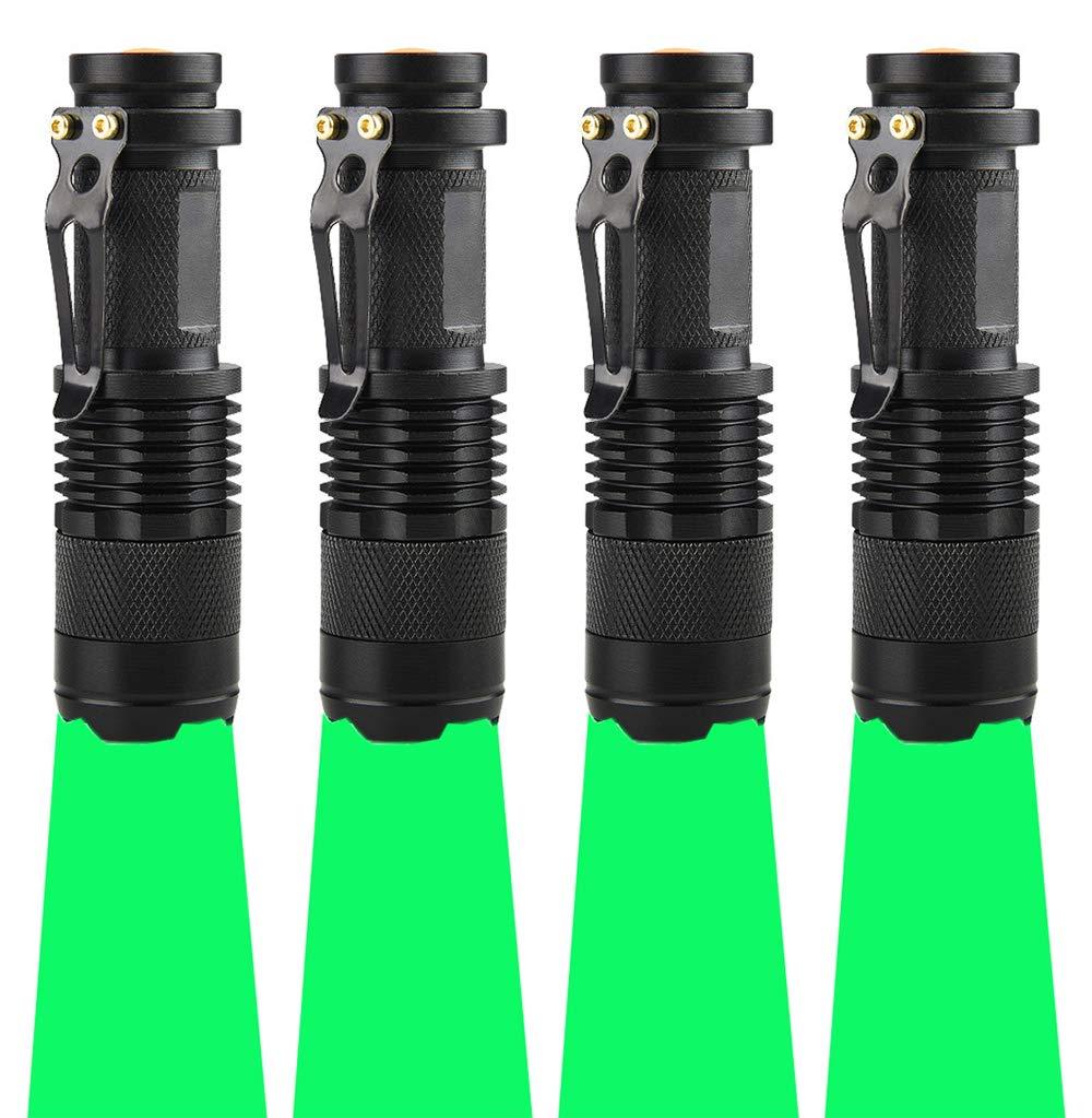 (Pack of 4) Single 1 Mode 150 Yard Green Hunting Light Flashlight LED Flashlight Green Light Coyote Hog Varmint Predator Light For Night Hunting Observation 1 Switch Mode and Black House - NewNest Australia