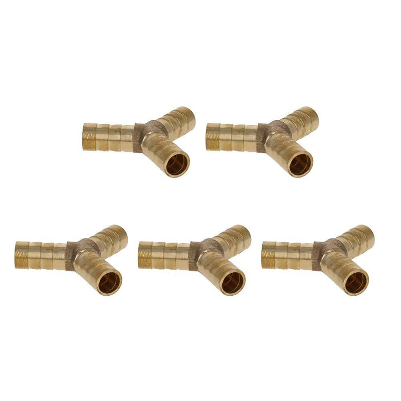 MroMax 10mm Brass Barb Hose Fitting Tee Y-Shaped 3 Way Connector Adapter Joiner 5pcs Diameter 10mm - NewNest Australia