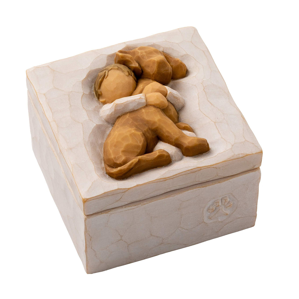 NewNest Australia - Willow Tree Hug (golden dog), sculpted hand-painted Keepsake Box 