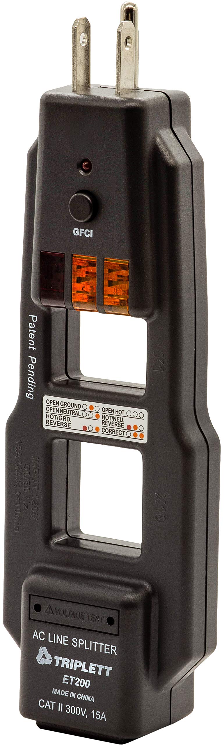 Triplett AC Line Splitter and GFCI Outlet/Receptacle Tester with 5 Visual Indicators (ET200) - NewNest Australia