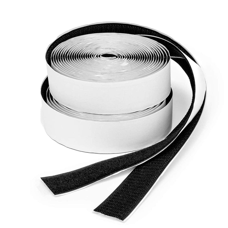 BRAVESHINE 2 Rolls 16.5FT Heavy Duty Strips with Adhesive - 1.2 Inch Double Sided Sticky Back Hook Loop Tape Fastener for Indoor Outdoor Home Office Classroom DIY Craft or Anti Slip Use - Black - NewNest Australia