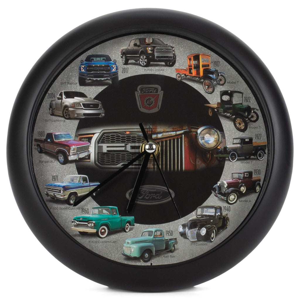 NewNest Australia - Mark Feldstein History of Ford Trucks Model T - F150 Sound Wall Clock, 8 Inch 