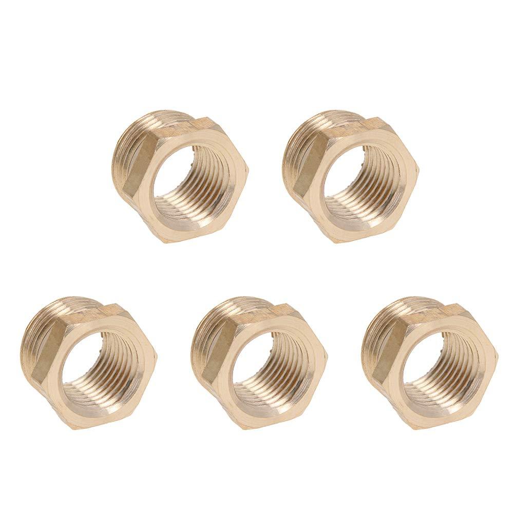 MroMax Brass Threaded Pipe Fitting 3/8 PT Male x 1/4 PT Female Hex Bushing Adapter 5pcs 3/8"PT Male x 1/4"PT Female - NewNest Australia