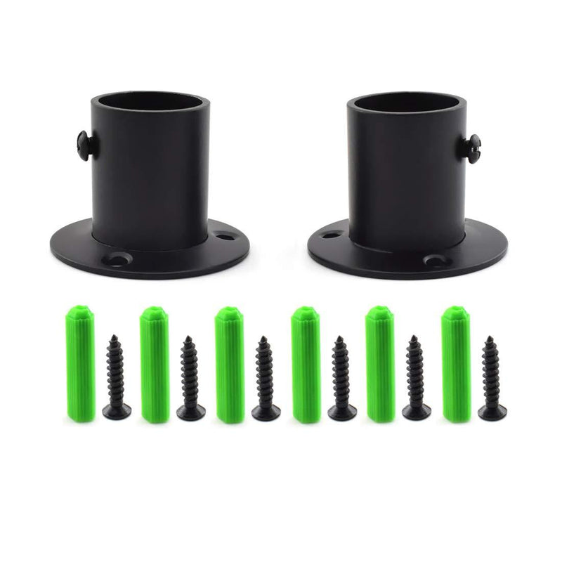 SDTC Tech 1 Inch Flange Rod Holder Cylinder Type Stainless Steel Shower Pole End Supports Bracket Closet Rod Socket with Fixing Screws for Bathroom Wardrobe Laundry Rooms, Matte Black - 2 Pack 1 inch - black - NewNest Australia