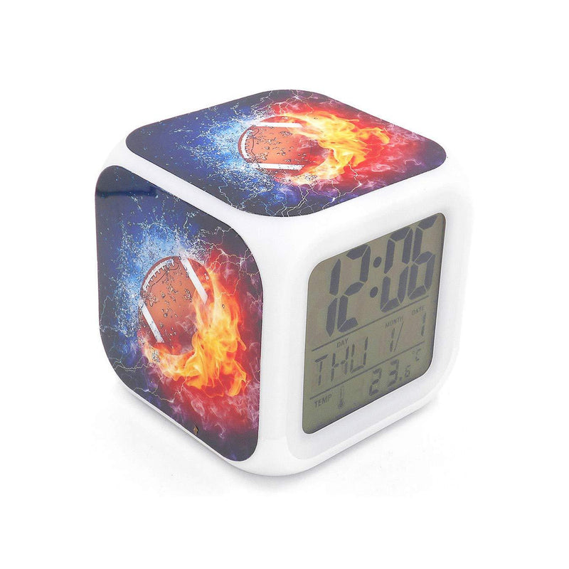 NewNest Australia - Boyan New American Football Ice Fire Sports Led Alarm Clock Creative Red Desk Table Clock Multipurpose Calendar Snooze Glowing Led Digital Alarm Clock for Unisex Adults Kids Toy Gift 