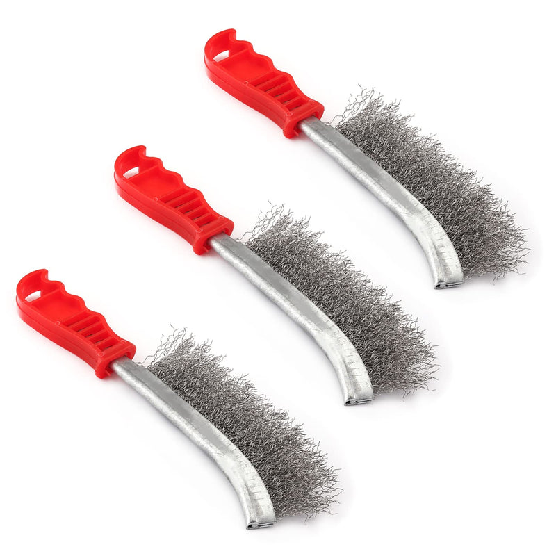 Utoolmart 9-inch Brush Long Plastic Handle Stainless Steel Scratch Wire Area Brush Silver Tone 3Pcs Stainless Steel Wire Brush×3 - NewNest Australia