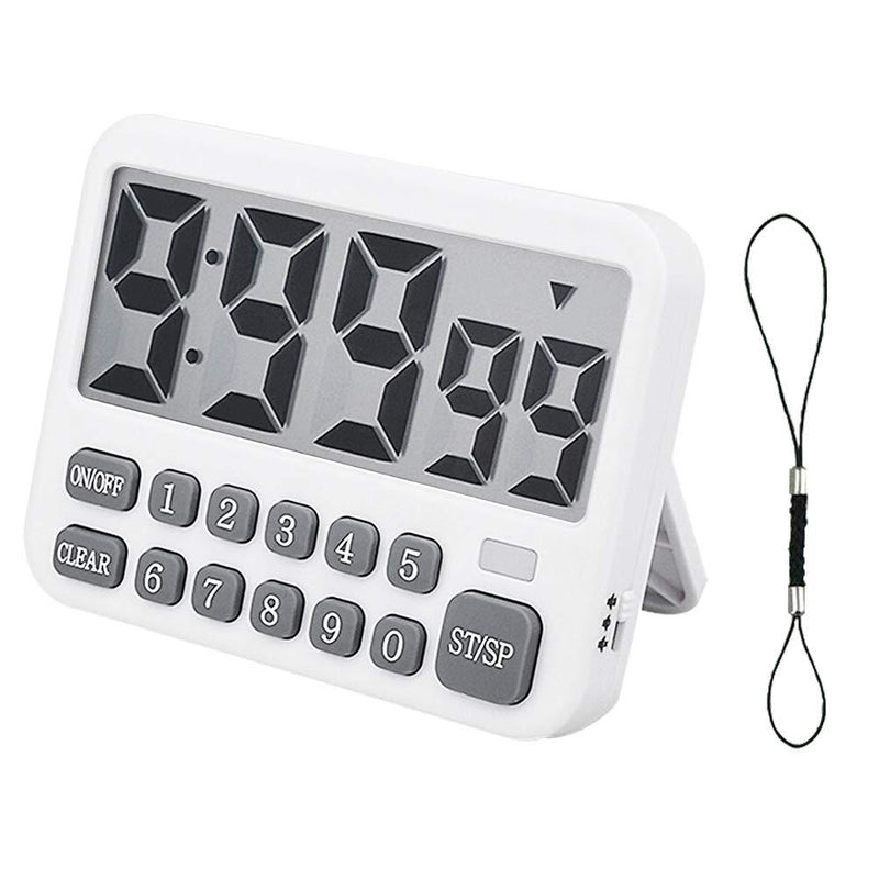 NewNest Australia - Digital Kitchen Timer, Large Display Cooking timer Cycle Count up/down timer with Digits Directly Input, Loud Alarm, Flash light Strong Magnetic Back Stand for Baking, Shower, Bathroom, Teacher YS316 White 