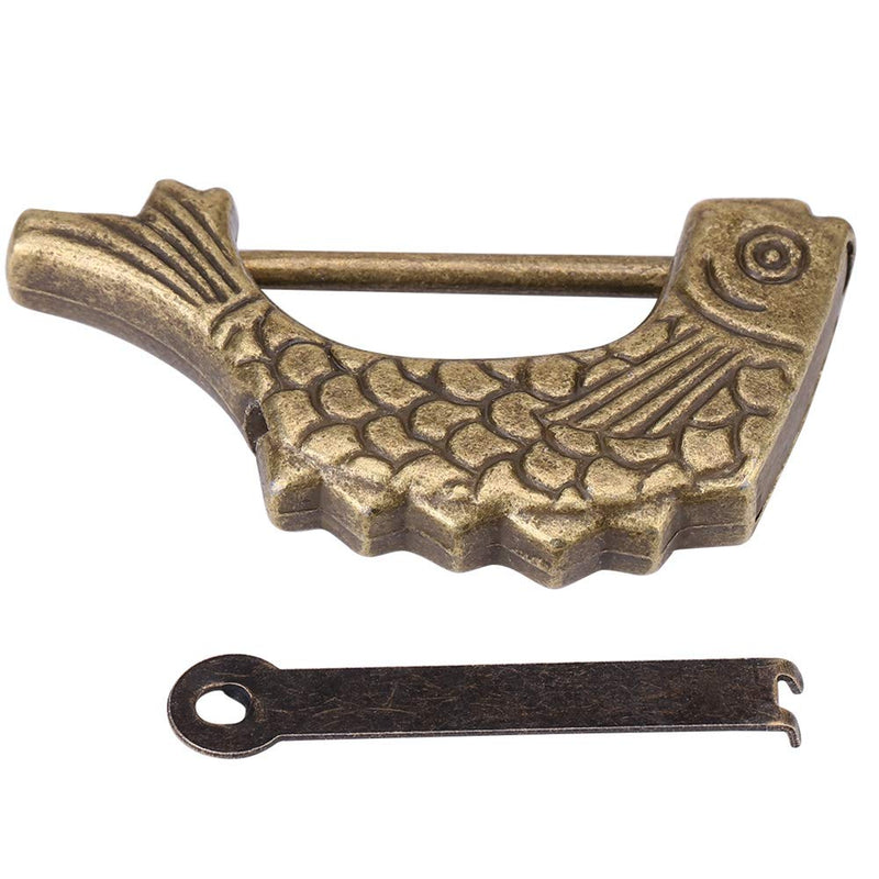 Retro Metal Lock Ancient Chinese Padlock with Fish Shaped for Drawer Jewelry Box Cabinet - NewNest Australia