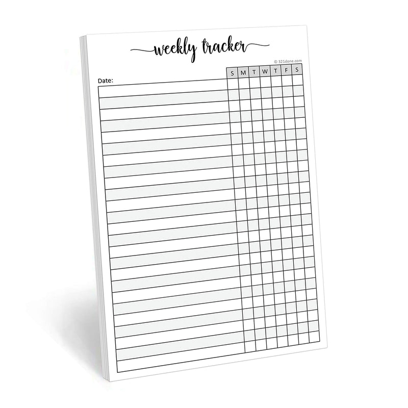 321Done Weekly Tracker Notepad - 50 Sheets (5.5" x 8.5") - Habit Tracking Days of Week Tear-Off Sheets, Planner Organizing - Made in USA - Simple Script 5.5" x 8.5" Portrait Smtwtfs - NewNest Australia
