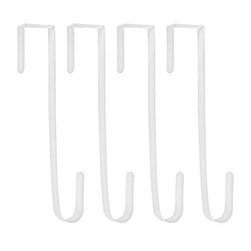 NewNest Australia - Tebery 4 Pack Premium White Wreath Hooks Door Hanger Over The Door 12-Inch Metal Wreath Hangers 