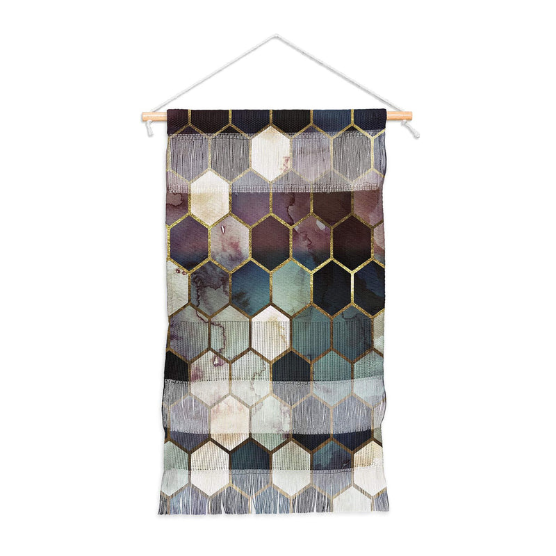 NewNest Australia - Society6 Monika Strigel Rugged Marble Hexagon Fiber Wall Hanging, 11" x 15.5", Multi 