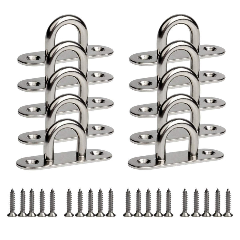 NewNest Australia - WOFTD 10-Pack 304 Stainless Steel Ceiling Hook Ring Hooks 1. 8 inch M5 Strip Type Eye Plate with Enclosed Hook Boat Rigging Heavy Duty Ceiling & Wall Mount Hanging Hardware Fitting 1.8" M5, 10-Pack 