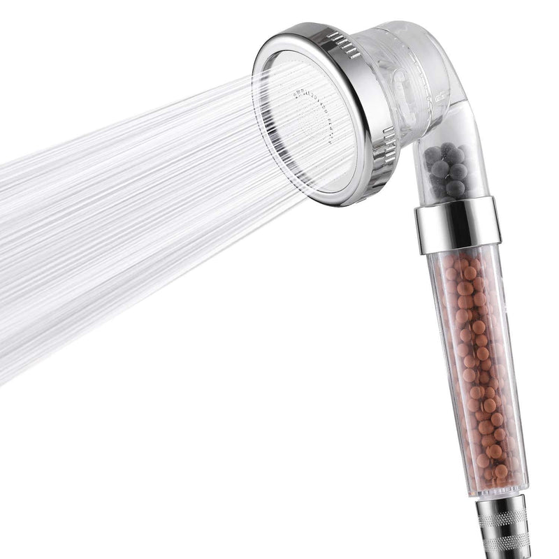 Detachable Ionic Filter Shower Head, High Preesure Showerhead with 3 Setting, Water Saving and Stone Filter Beads Handheld Shower for Dry Hair and Skin Spa by imtfzct Transparent - NewNest Australia