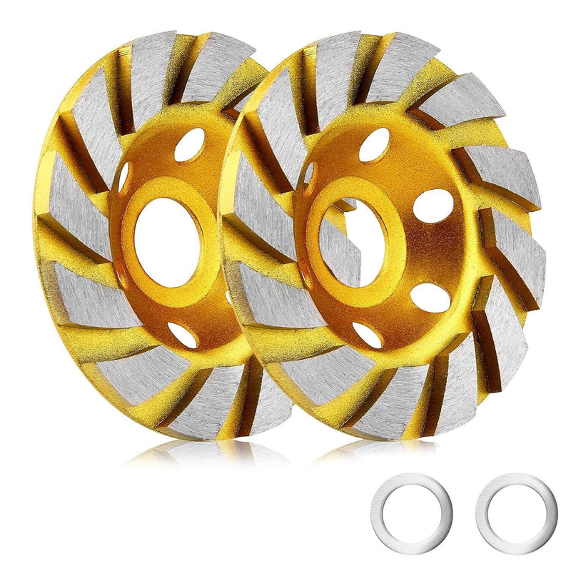 2 Pieces 4 Inch Concrete Stone Ceramic Turbo Diamond Grinding Cup Wheel,12 Segs Heavy Duty Angle Grinder Wheels for Angle Grinder (Yellow) - NewNest Australia