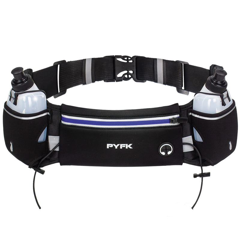 PYFK Upgraded Running Belt with Water Bottles, Hydration Belt for Men and Women, Water Bottle Holder Running Pouch Belt, Fanny Pack Fits 6.5 inches Phones, Waist pack for Running Hiking Climbing blue - NewNest Australia