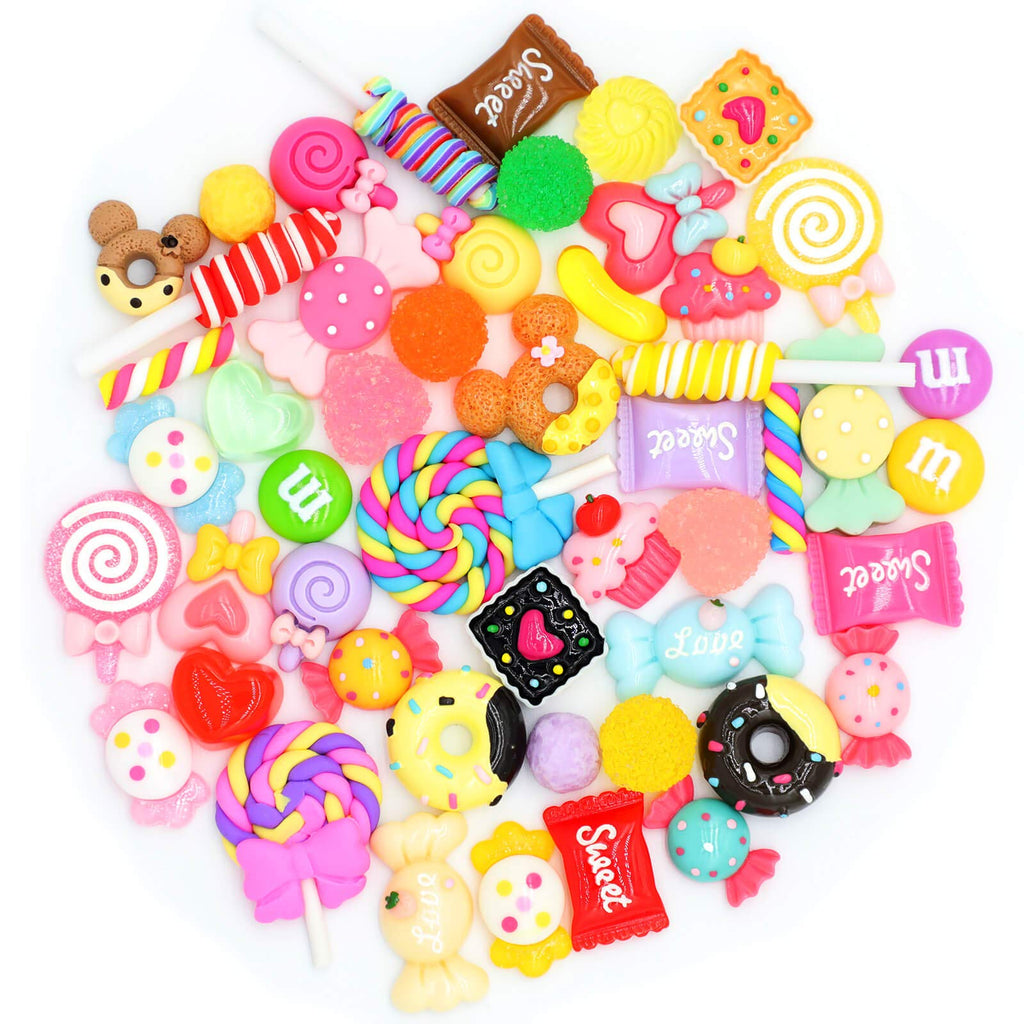 50 Pieces Assorted Kawaii Candy Sweet Charms for Crafts, Slime Beads and Charms, DIY Flatback Resin, Candy Set Ornaments by FENGWANGLI - NewNest Australia