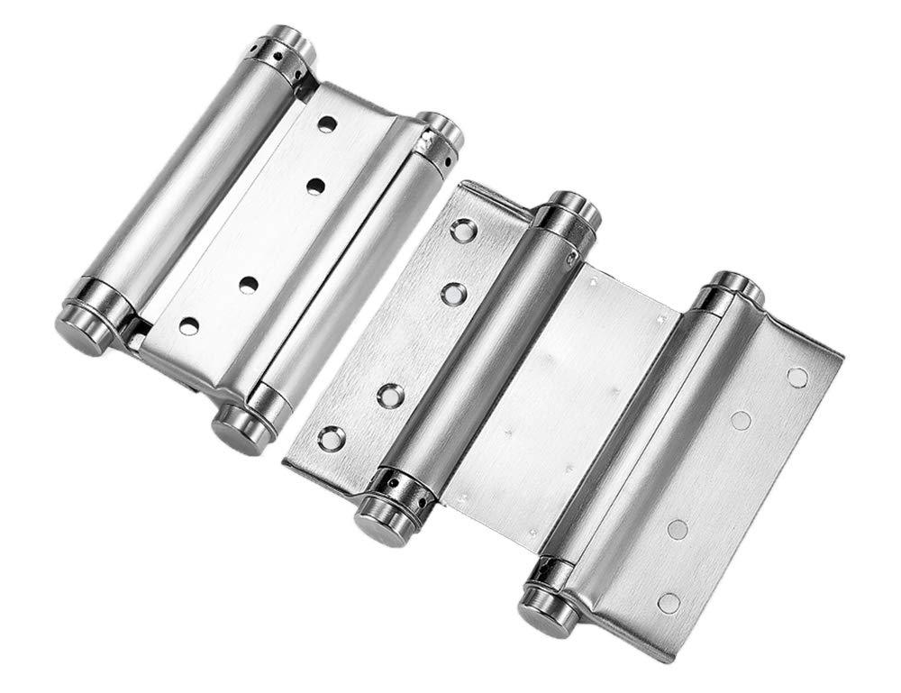 Pair of 4" Stainless Steel Cafe Saloon Door Swing Self Closing Double Action Spring Hinge - NewNest Australia