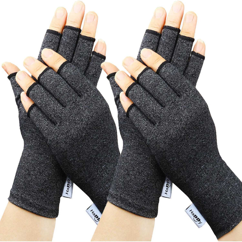 2 Pairs Arthritis Gloves, Compression Gloves for Rheumatoid & Osteoarthritis,Joint Pain Relief, Carpal Tunnel Wrist Support,Computer Typing,Fingerless Gloves for Women (Black, Large) Black Large (Pack of 4) - NewNest Australia