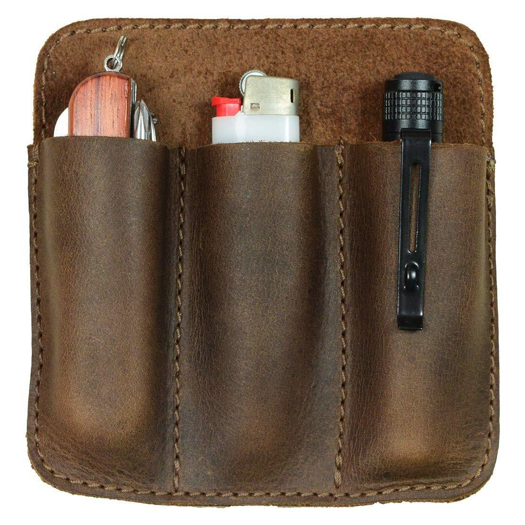 Hide & Drink, Rustic Durable Leather Minimalist Tool Pocket Pouch, Everyday Carry, Compact Organizer, Handmade Includes 101 Year Warranty :: Bourbon Brown - NewNest Australia