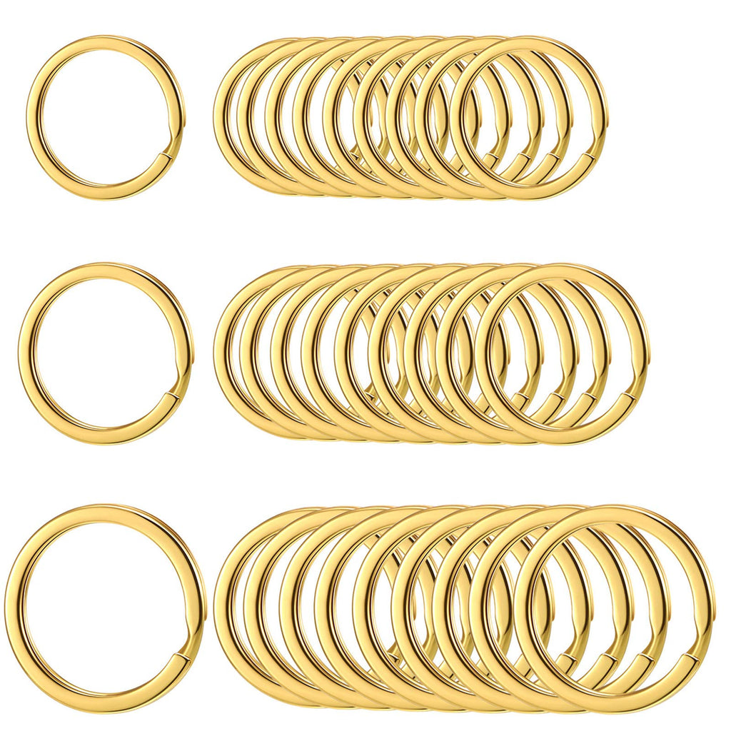 Round Flat Key Chain Rings Metal Split Ring for Home Car Keys Organization, 30 Pieces (Gold, 1 Inch, 1.1 Inch and 1.2 Inch) Gold - NewNest Australia