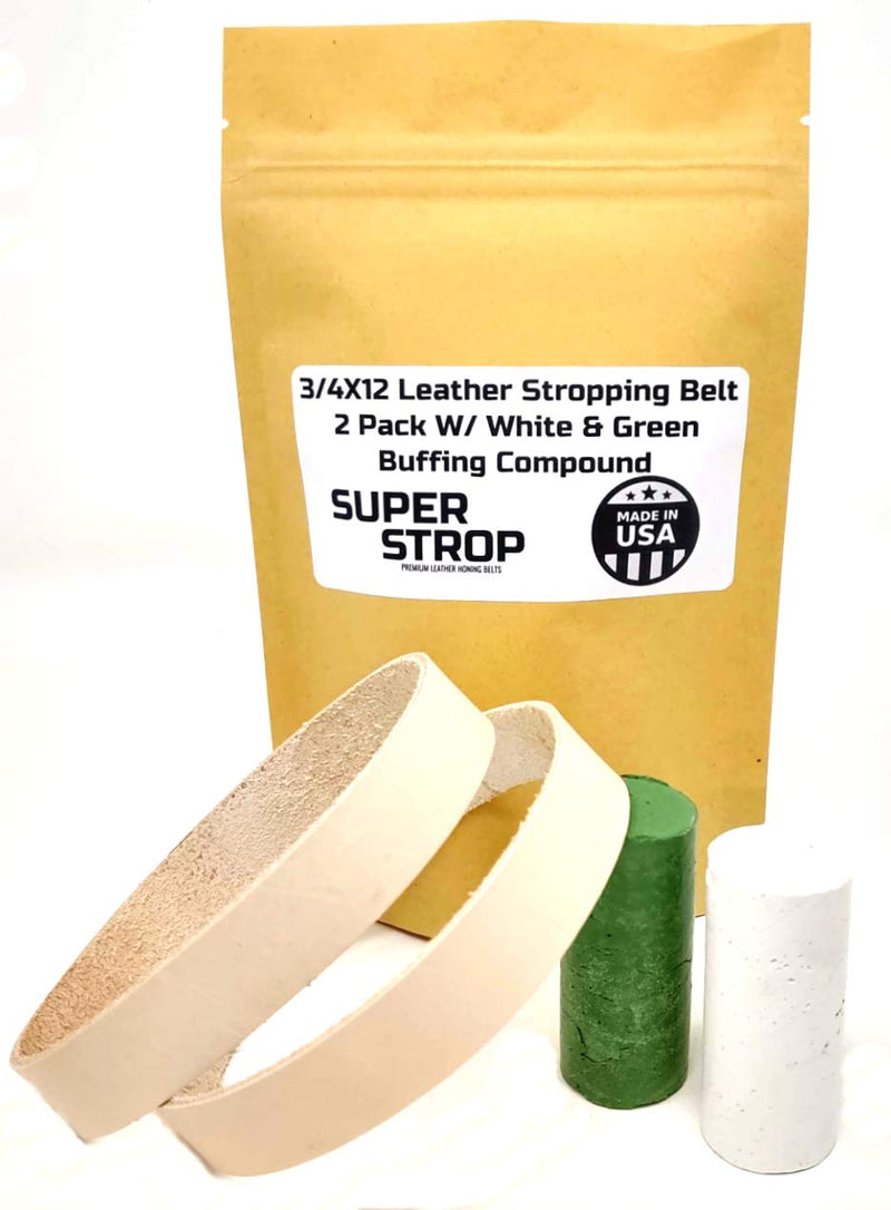 3/4X12 Inch 2 Pack Leather Honing Polishing Belt Super Strop With White and Green Compound Fits Ken Onion Work Sharp - NewNest Australia