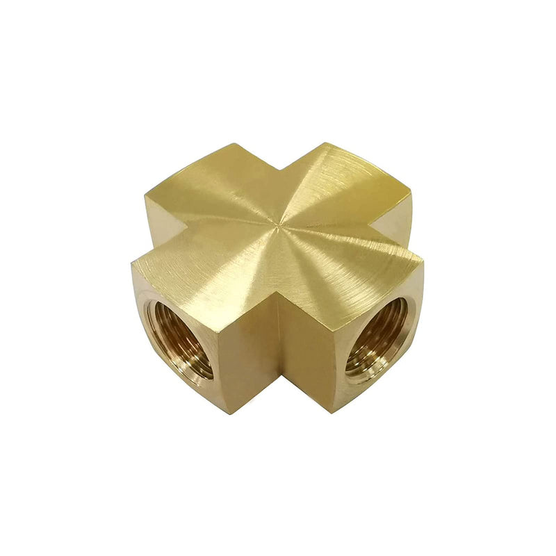 1/4 x 1/4 x 1/4 x 1/4 Inch NPT Female Thread Cross Pipe Fitting Barstock Cross 4 Way Connector Brass Pipe Fittings 1pack - NewNest Australia
