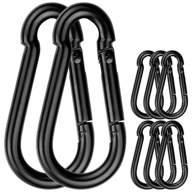 8 Pack Spring Snap Hooks, Heavy Duty Carbon Steel Carabiner Clip, Capacity 500Lbs 5/16”x3” Quick Link Buckle Clip for Camping, Fishing, Hiking M8 Key Chain Carabiner for Swing and Hammock - NewNest Australia