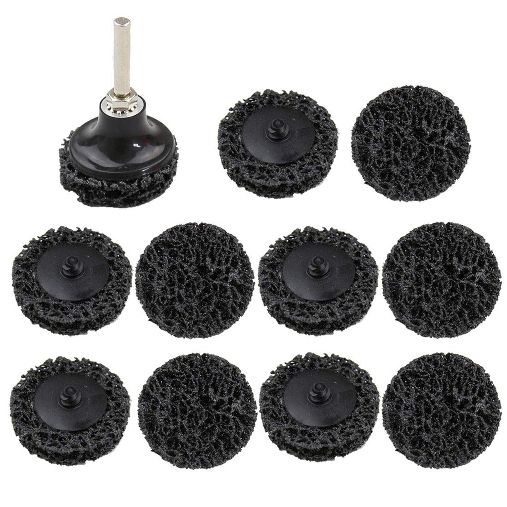 COSPOF 2 Inch Stripping Sanding Disc 10 Pack, 1/4" Shank Pad Holder 1 Pc, Black Sanding Disc for Remove Paint Rust and Oxidation. 2" - NewNest Australia