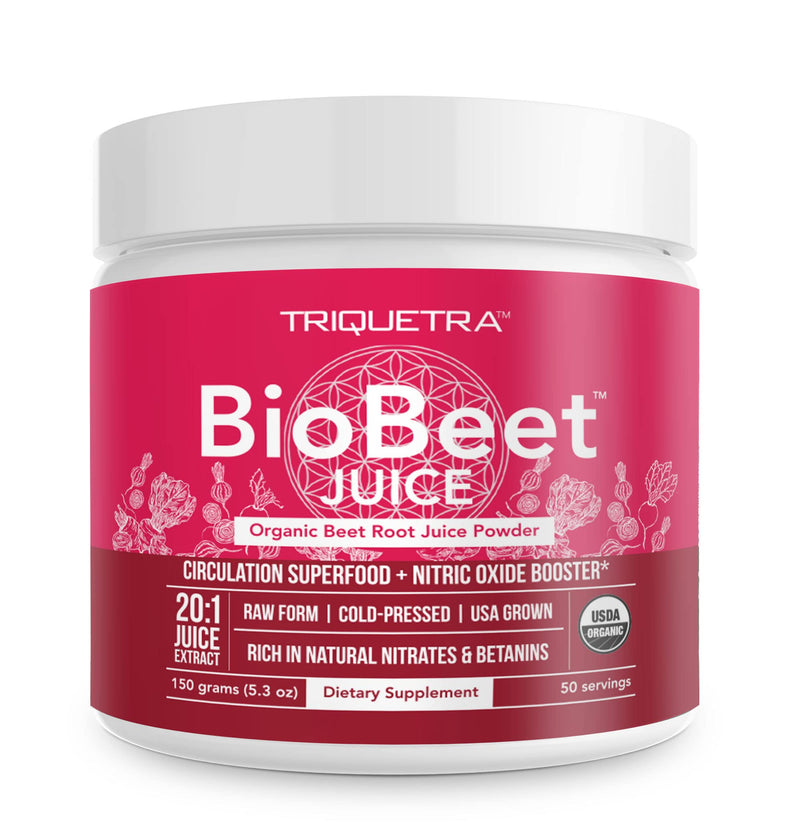 BioBeet® Max Strength Beet Root Juice Powder – 20:1 Concentrate, Each Serving Derived from 60,000 mg Organic Beetroot - Cold-Pressed, USA Grown – Nitric Oxide, Circulation Support – 50 Servings - NewNest Australia