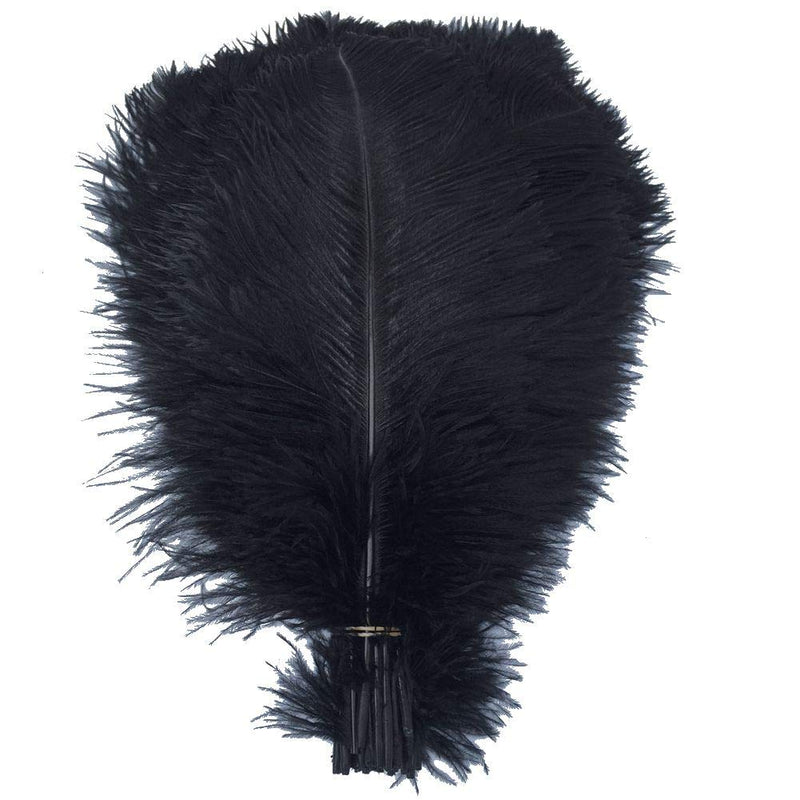 Shekyeon 14-16inch 35-40cm Ostrich Feathers Plumes for Table Decoration Pack of 10(Black) Black - NewNest Australia