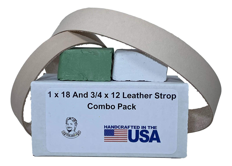 3/4" x 12" And 1" x 18" Leather Strop Combo Pack - Fits Ken Onion Worksharp WSKTSKO And Ken Onion Blade Grinder Attachment WSSO81112. Green and White Compounds Included - NewNest Australia