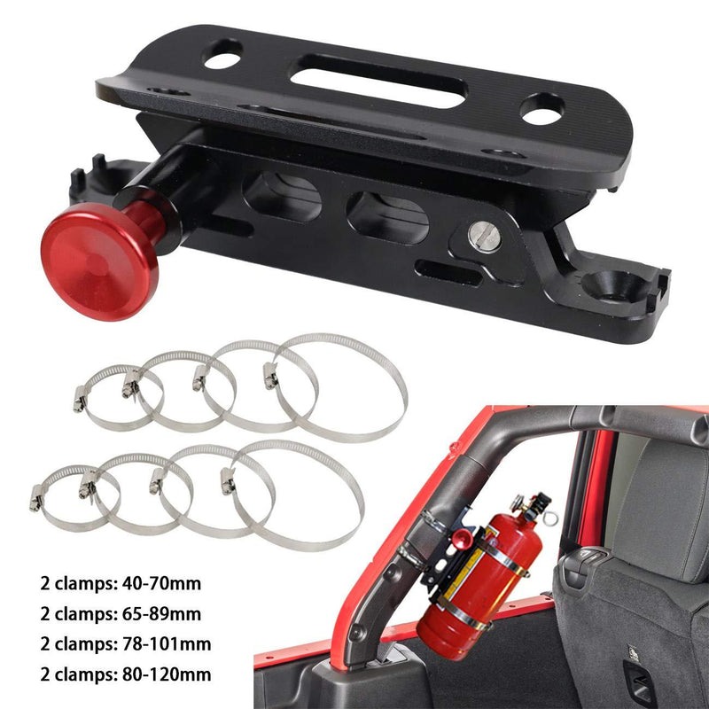 MFC New Multi-purpose Aluminum Adjustable Fire Extinguisher Holder Mount with 8 Clamps(4 pcs extra adjustable rings for spare using) Fit for Jeep Wrangler UTV Polaris RZR Ranger Black - NewNest Australia