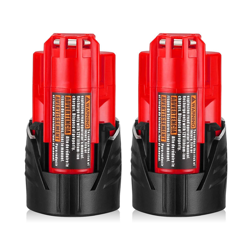2 Packs 3.0Ah M12 Replacement Battery for Milwaukee 12V Batteries for XC 48-11-2411 48-11-2420 48-11-2401 48-11-2402 48-11-2401 Cordless Tools Batteries - NewNest Australia