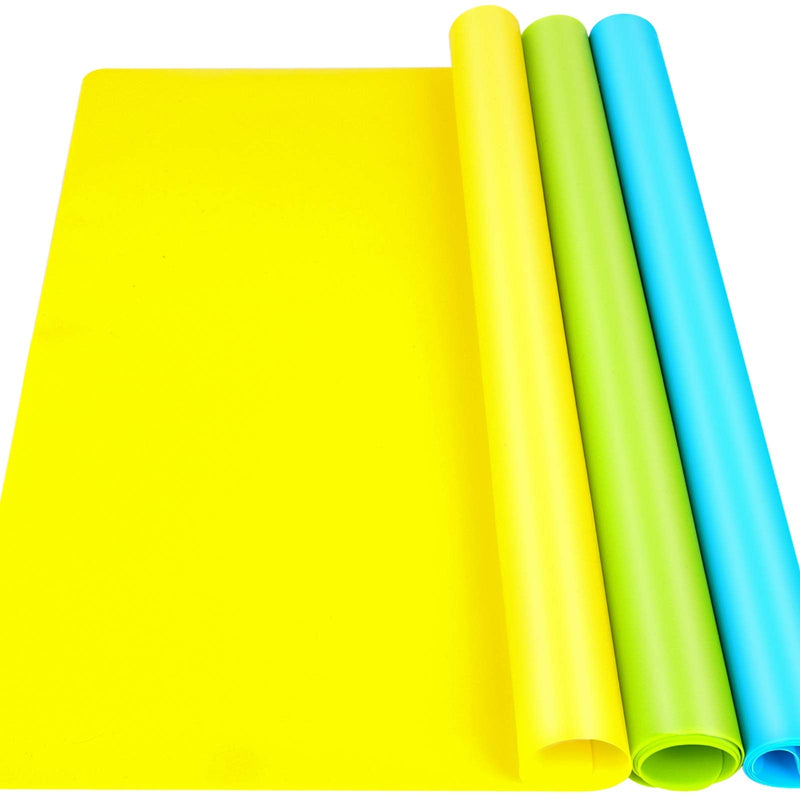 LEOBRO 3 Pack A3 Large Silicone Mats for Crafts, 15.7” x 11.7”Silicone Craft Mat for Resin Casting Mould, Nonstick Nonslip Silicone Sheet, Heat-Resistant Mat, Blue, Yellow, Green Blue & Green & Yellow - NewNest Australia