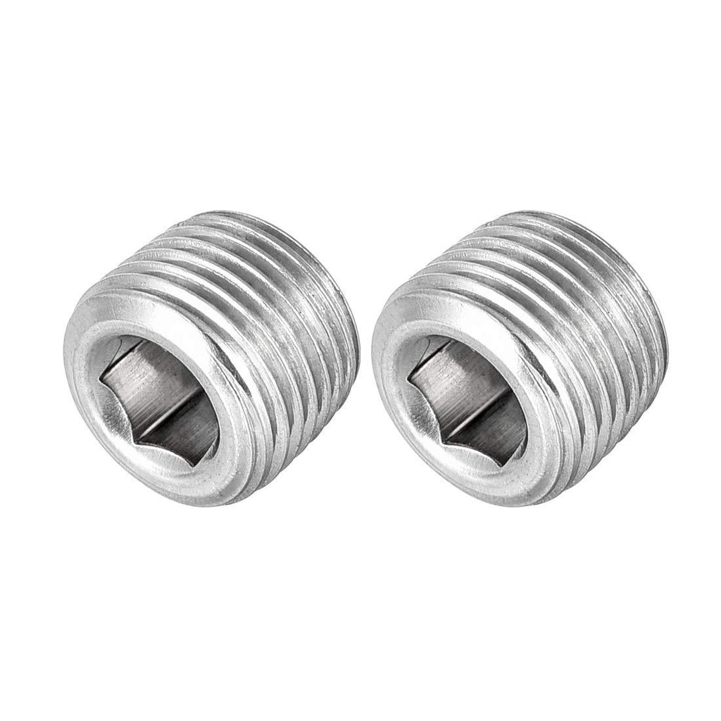 uxcell Hex Countersunk Plug - Stainless Steel Pipe Fitting 1/8NPT Male Thread Socket Pipe Adapter Connector 2Pcs - NewNest Australia