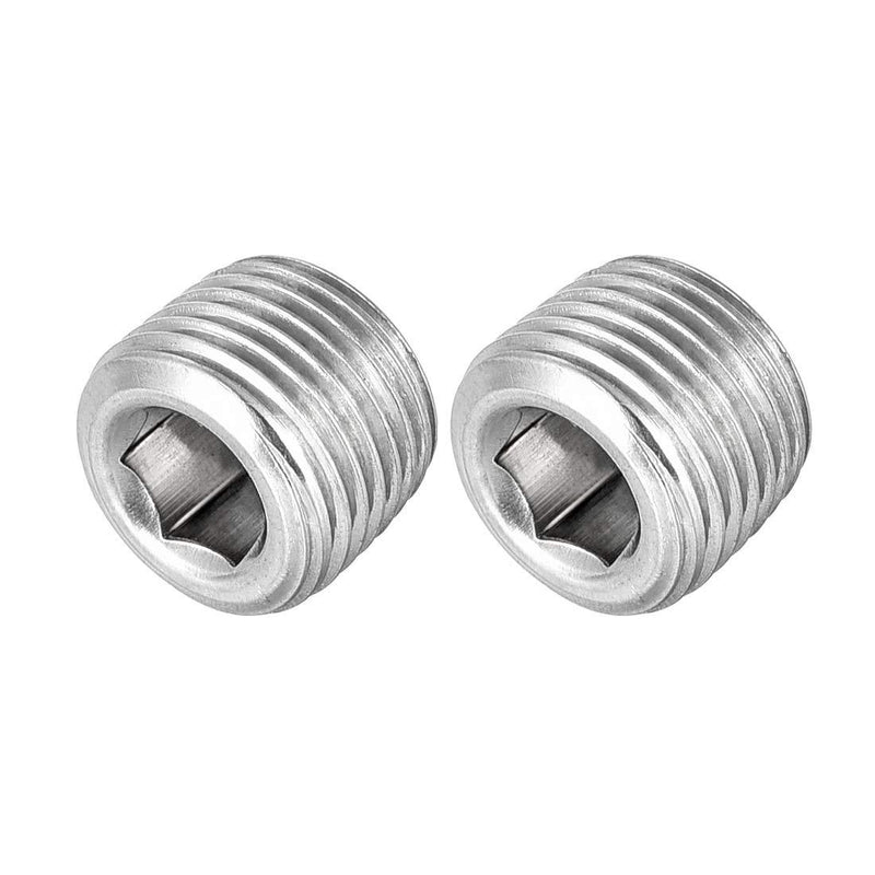 uxcell Hex Countersunk Plug - Stainless Steel Pipe Fitting 1/8NPT Male Thread Socket Pipe Adapter Connector 2Pcs - NewNest Australia