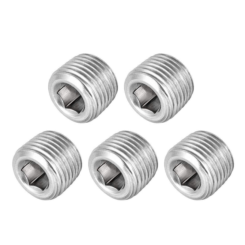 uxcell Hex Countersunk Plug - Stainless Steel Pipe Fitting 1/8NPT Male Thread Socket Pipe Adapter Connector 5Pcs Silvery - NewNest Australia