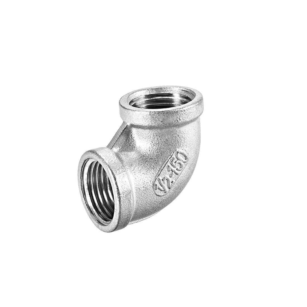 uxcell Stainless Steel 304 Cast Pipe Fitting 90 Degree Elbow 1/2 BSPT Female X 1/2 BSPT Female Thread - NewNest Australia
