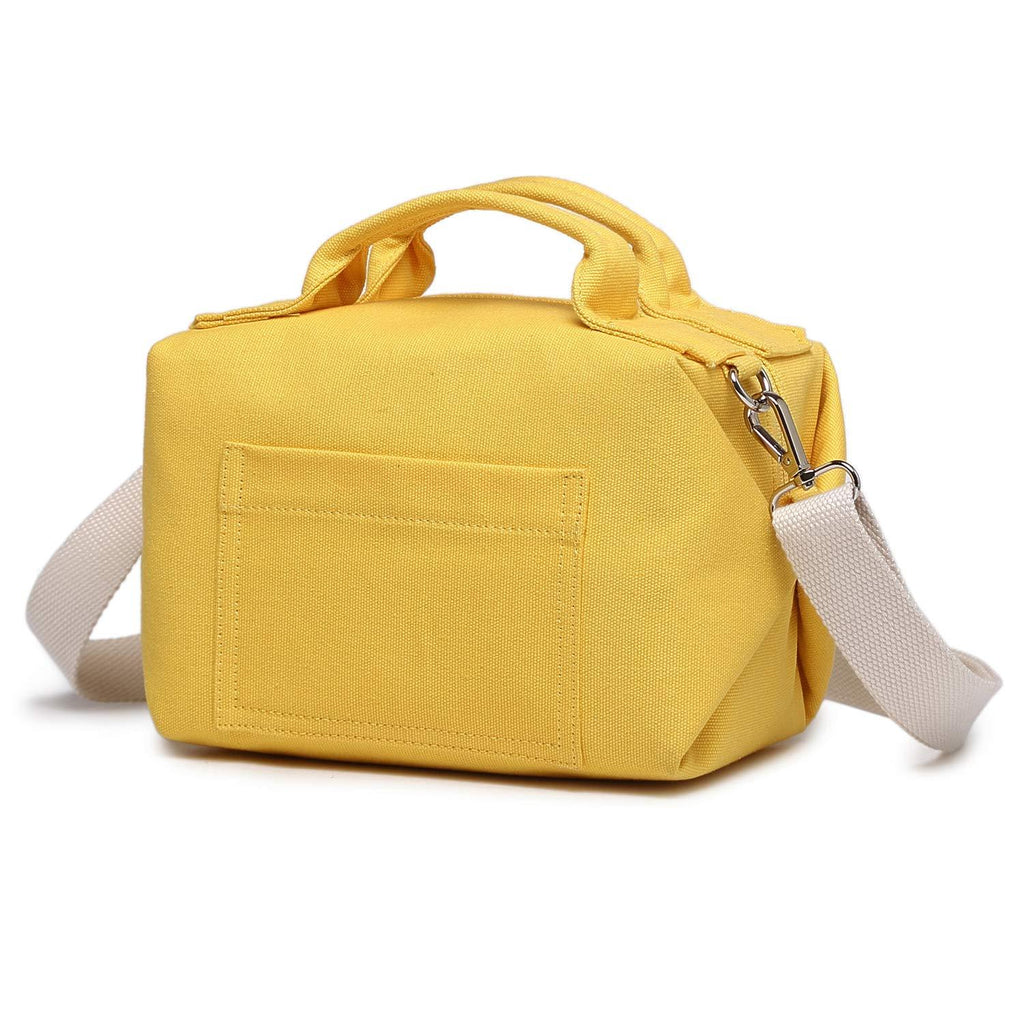 NewNest Australia - NOL Lunch Bags for Women Insulated Medium Cotton Canvas Cooler Leakproof Reusable Lunch Box for Teen Girls (Yellow) Yellow 