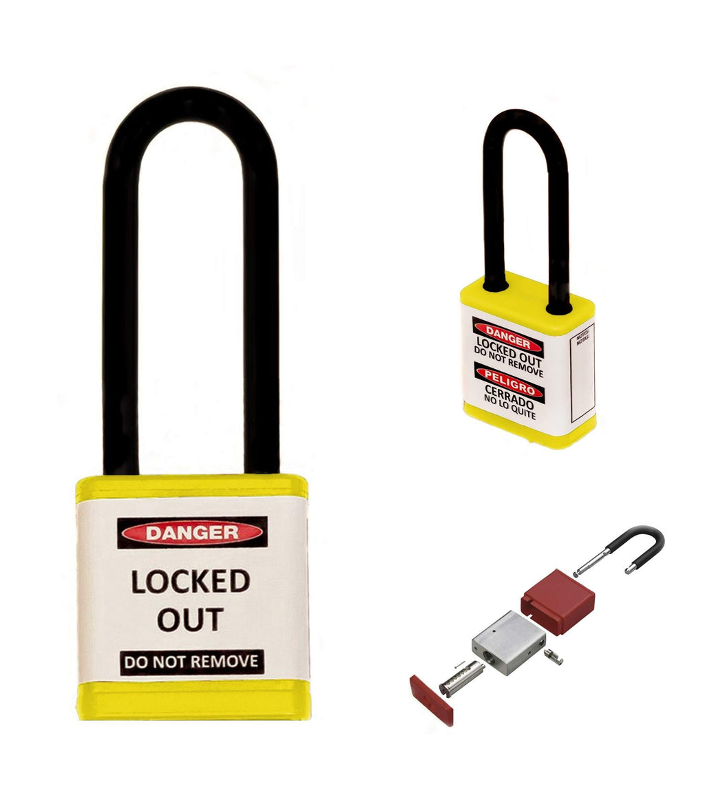 Zing Safety Padlock, Keyed Alike, Yellow, 3" Shackle - NewNest Australia